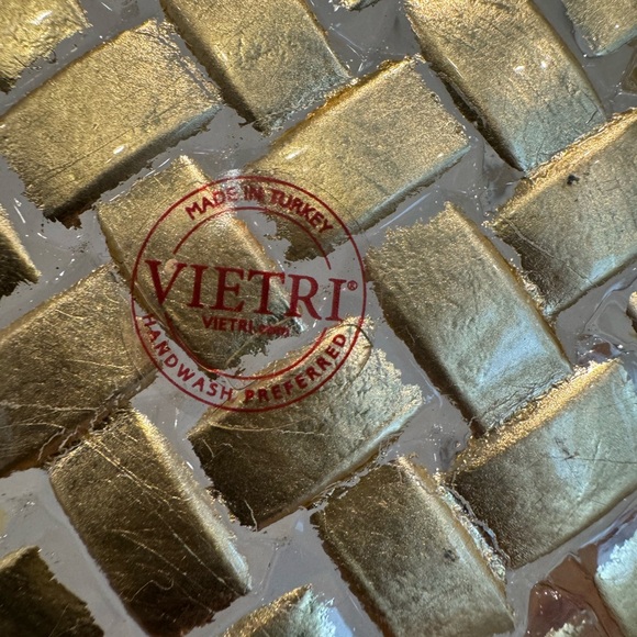 Vietri Tufolo Gold Basketweave Textured Decorative Bowl 8 1/2” - Picture 4 of 6